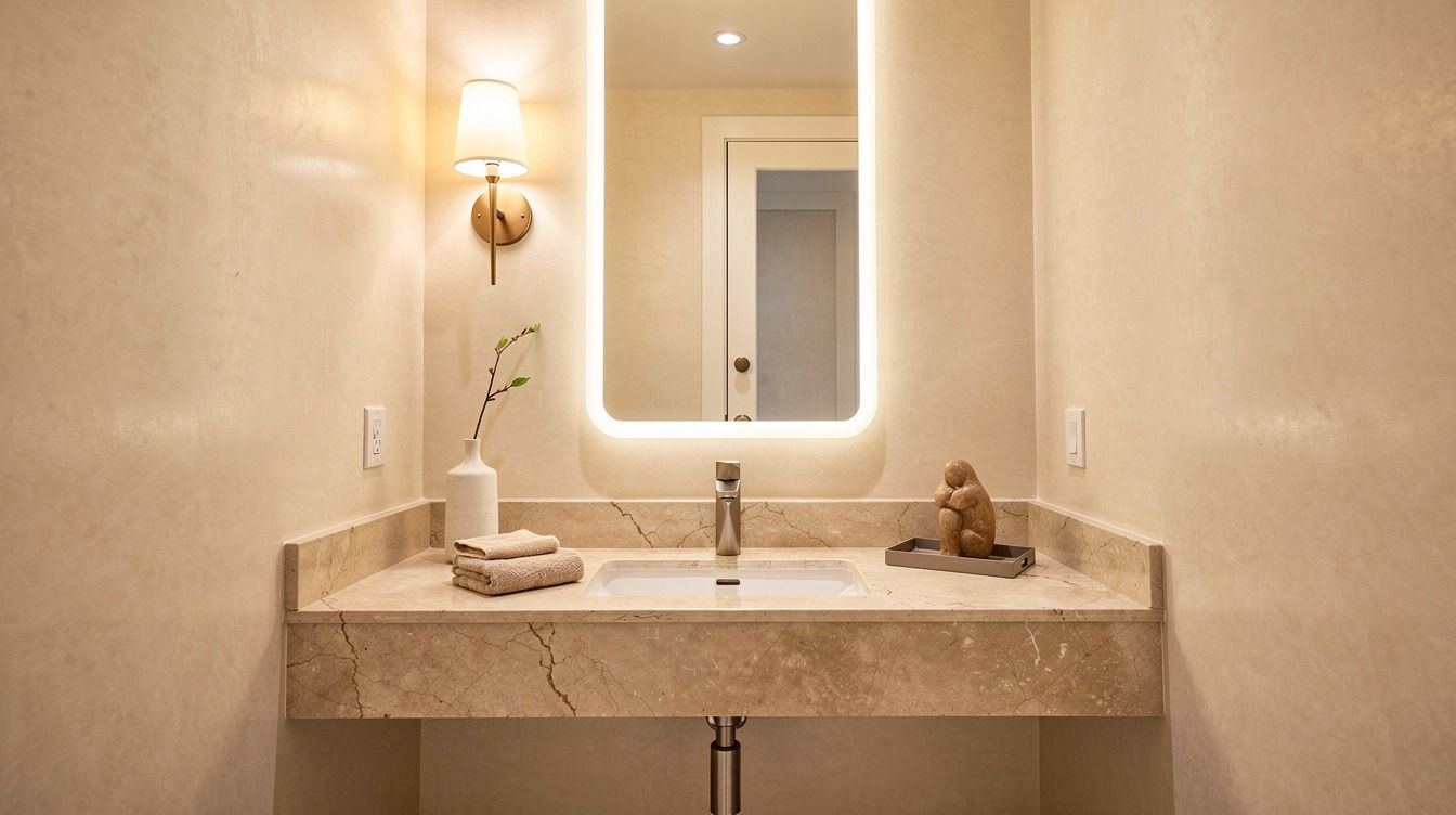 I Made My Windowless Powder Room Feel Bright and Expensive Without Renovating