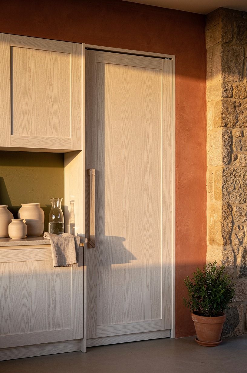 Start with a pantry door disguised as cabinetry