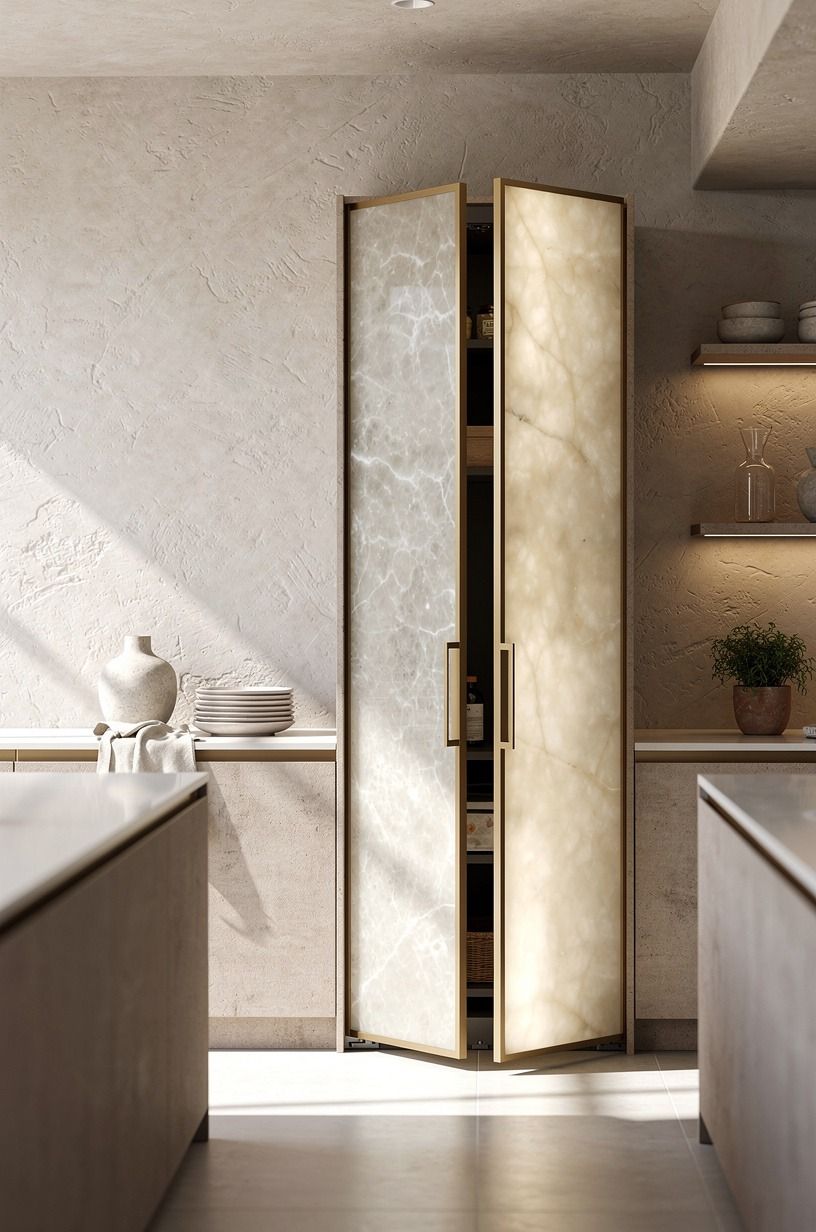 Anchor the pantry behind a full-height fridge wall