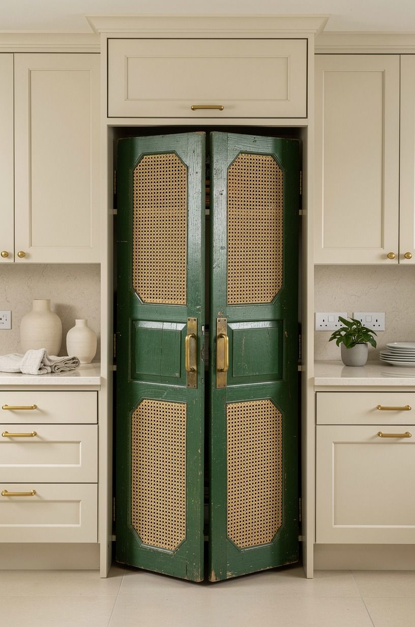 What if the screen IS the door? Hide the panel behind a vintage folding screen