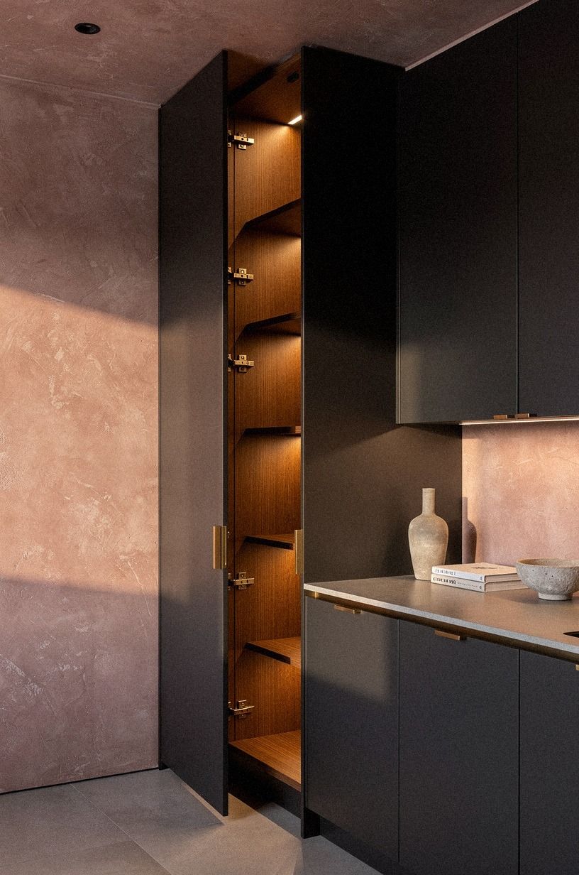 Frame the doorway with floor-to-ceiling cabinets