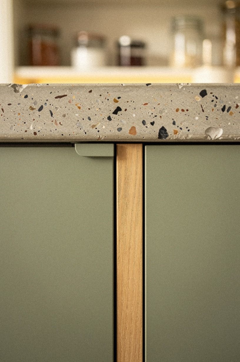 Install a push-latch door under open shelves
