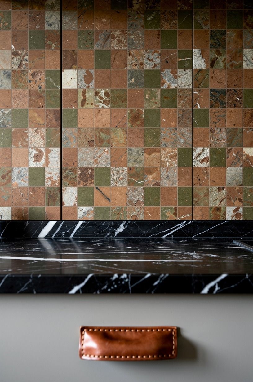 Continue backsplash tile over the pantry door
