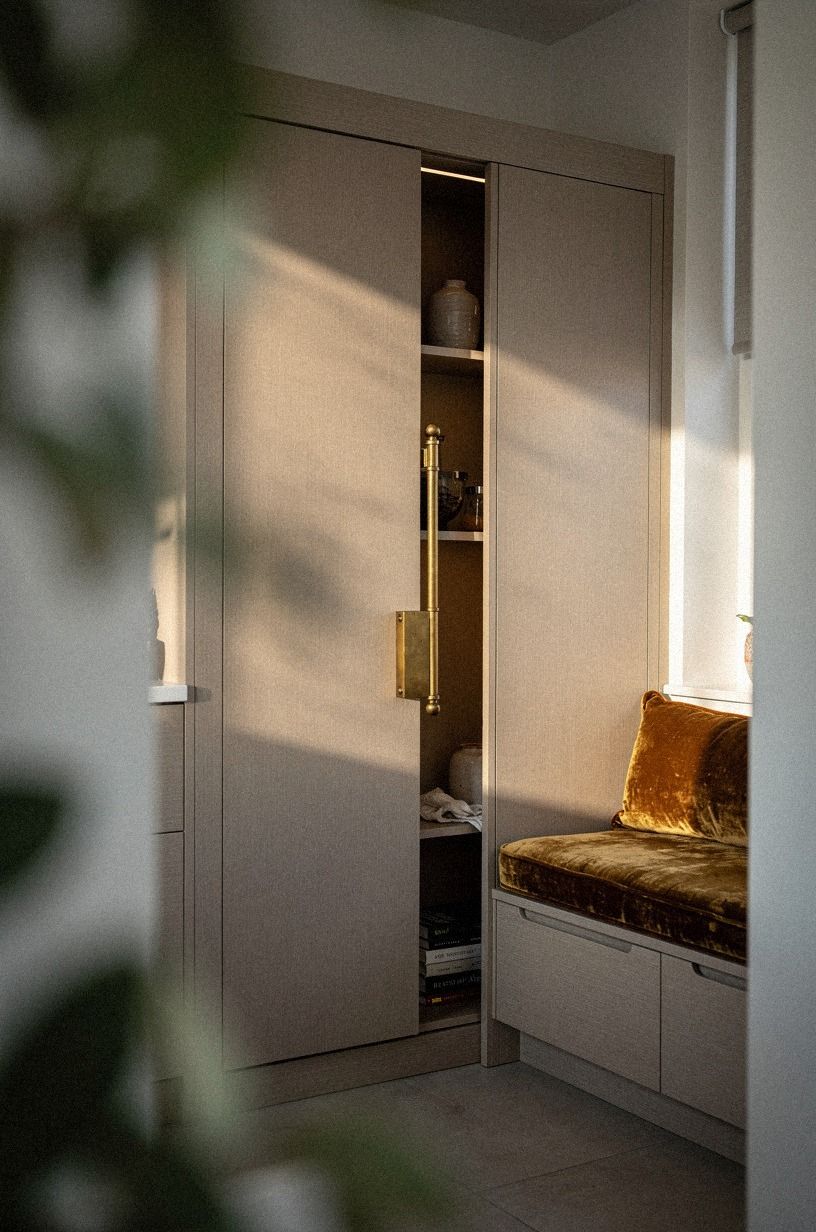 Finish the reveal with brass hardware inside