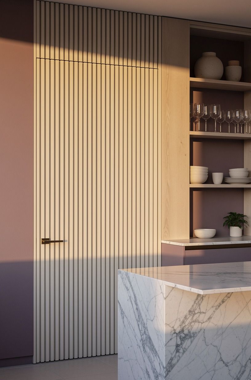 Camouflage the door with vertical wood slats