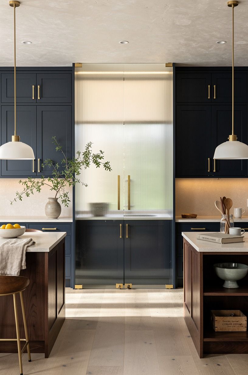 The Backlit Lantern: backlight reeded glass where the doorway sits