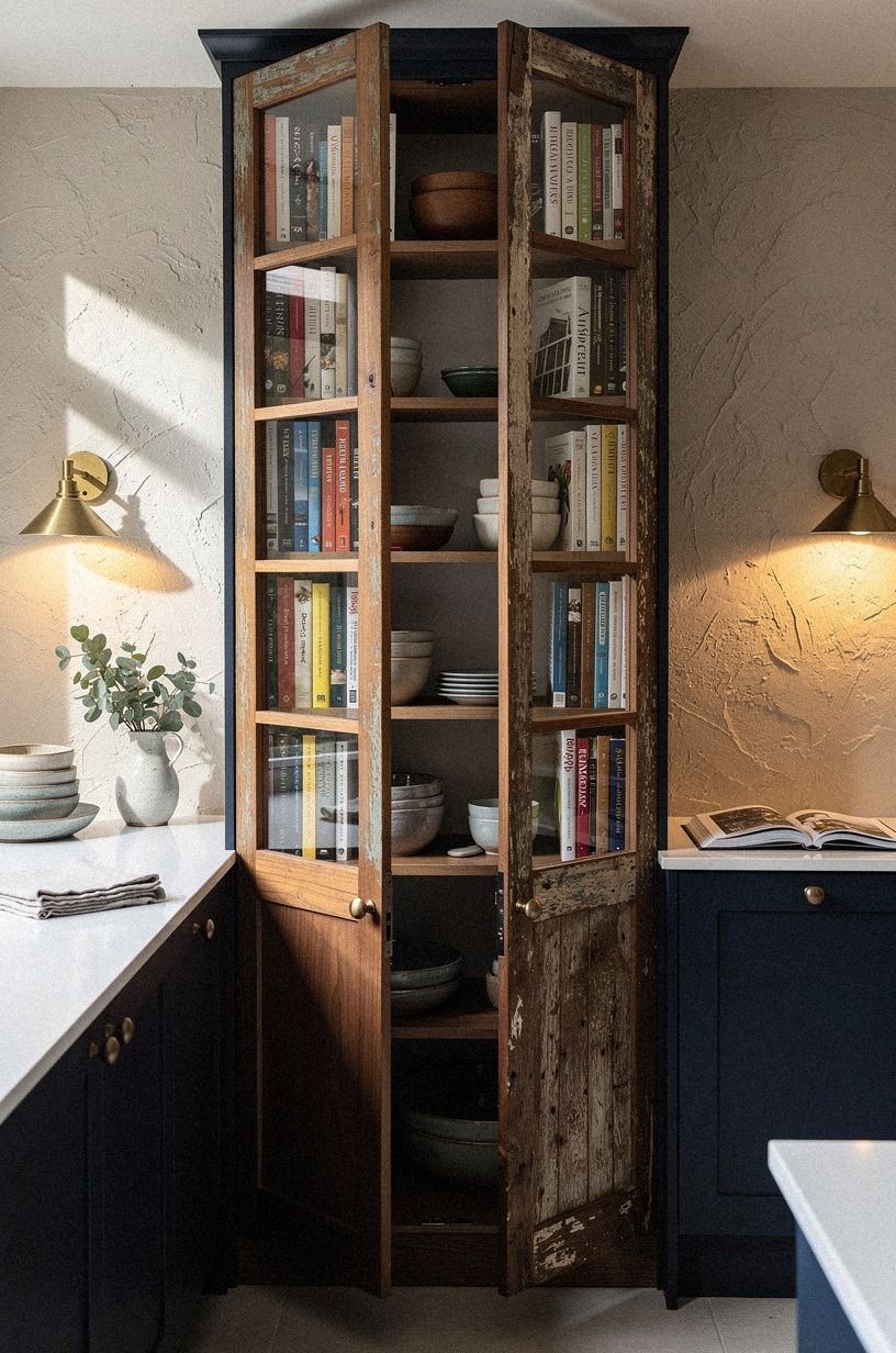 Build a bookcase-style door for cookbooks