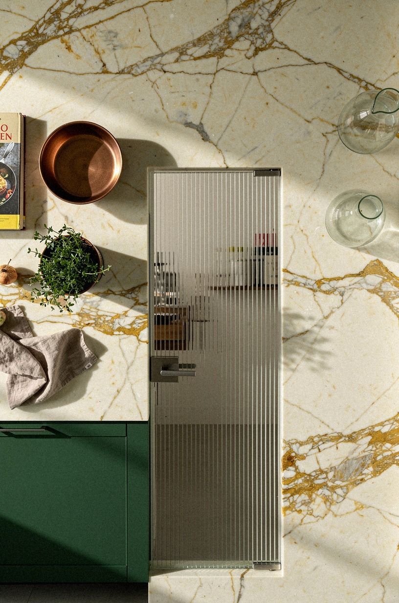 Add reeded glass to a concealed butler pantry