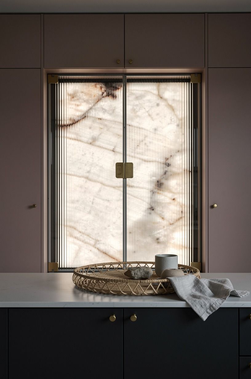 Use reeded glass panels for a soft disguise