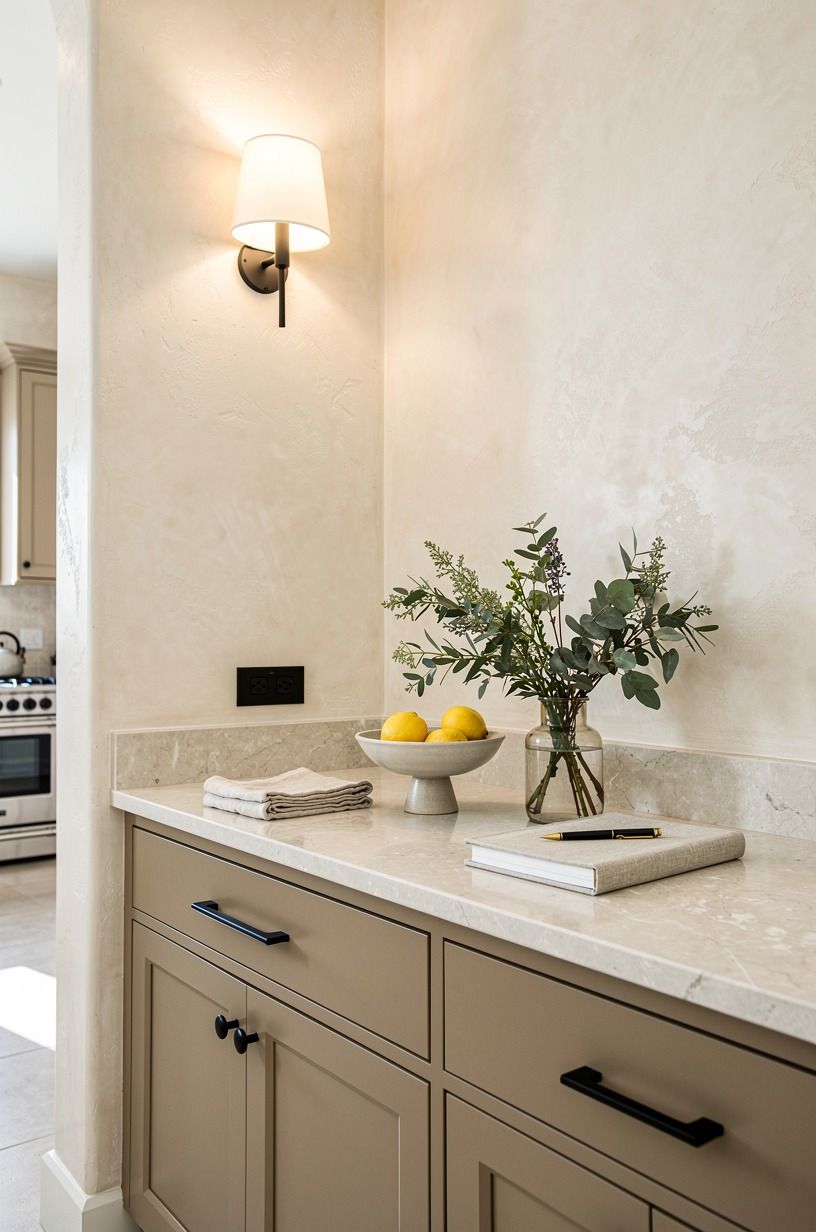Build a landing counter inside the pantry
