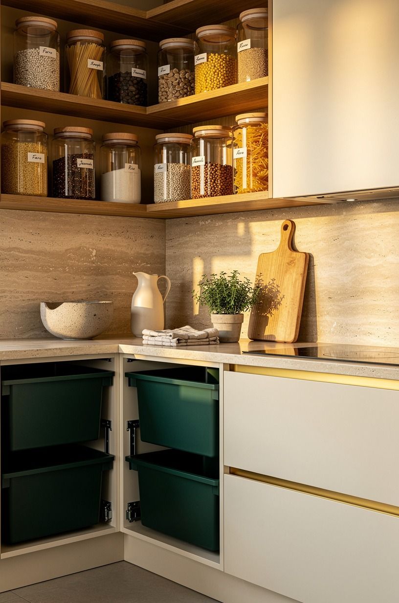 Mix Deep Bins Below With Open Jars Above
