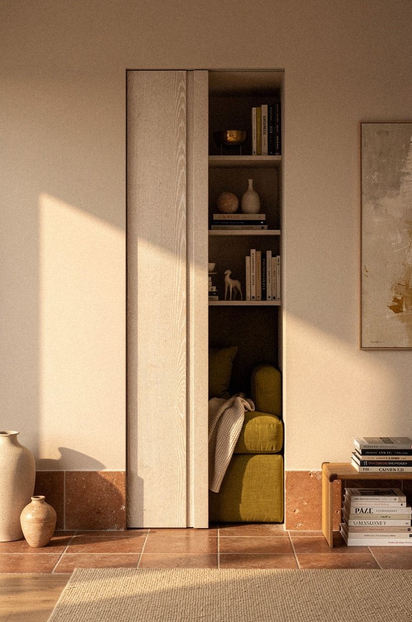 Start with a slim bookcase door