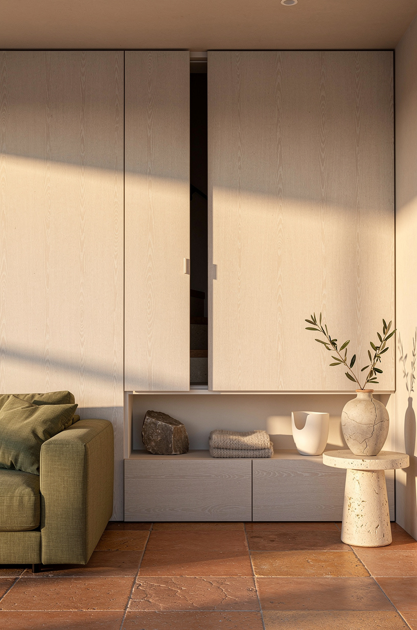Camouflage the stair door with full-height paneling
