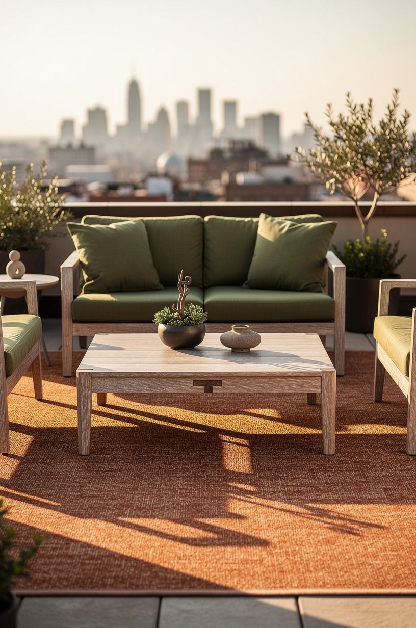 Start with a weatherproof outdoor rug