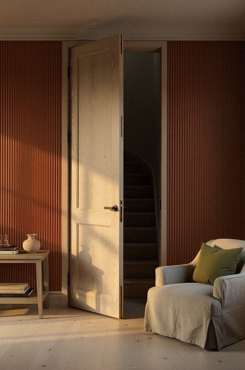 Frame a stair door with reeded wall panels