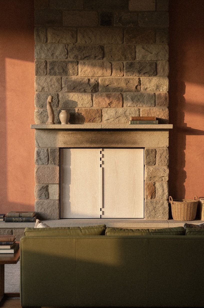 Start with the fireplace wall's hidden panel