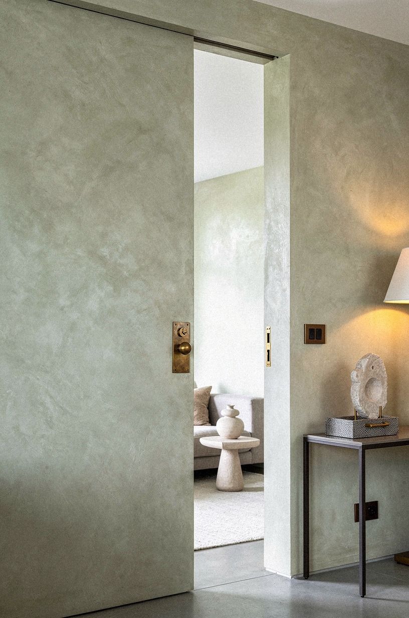Paint the sliding slab into limewash walls