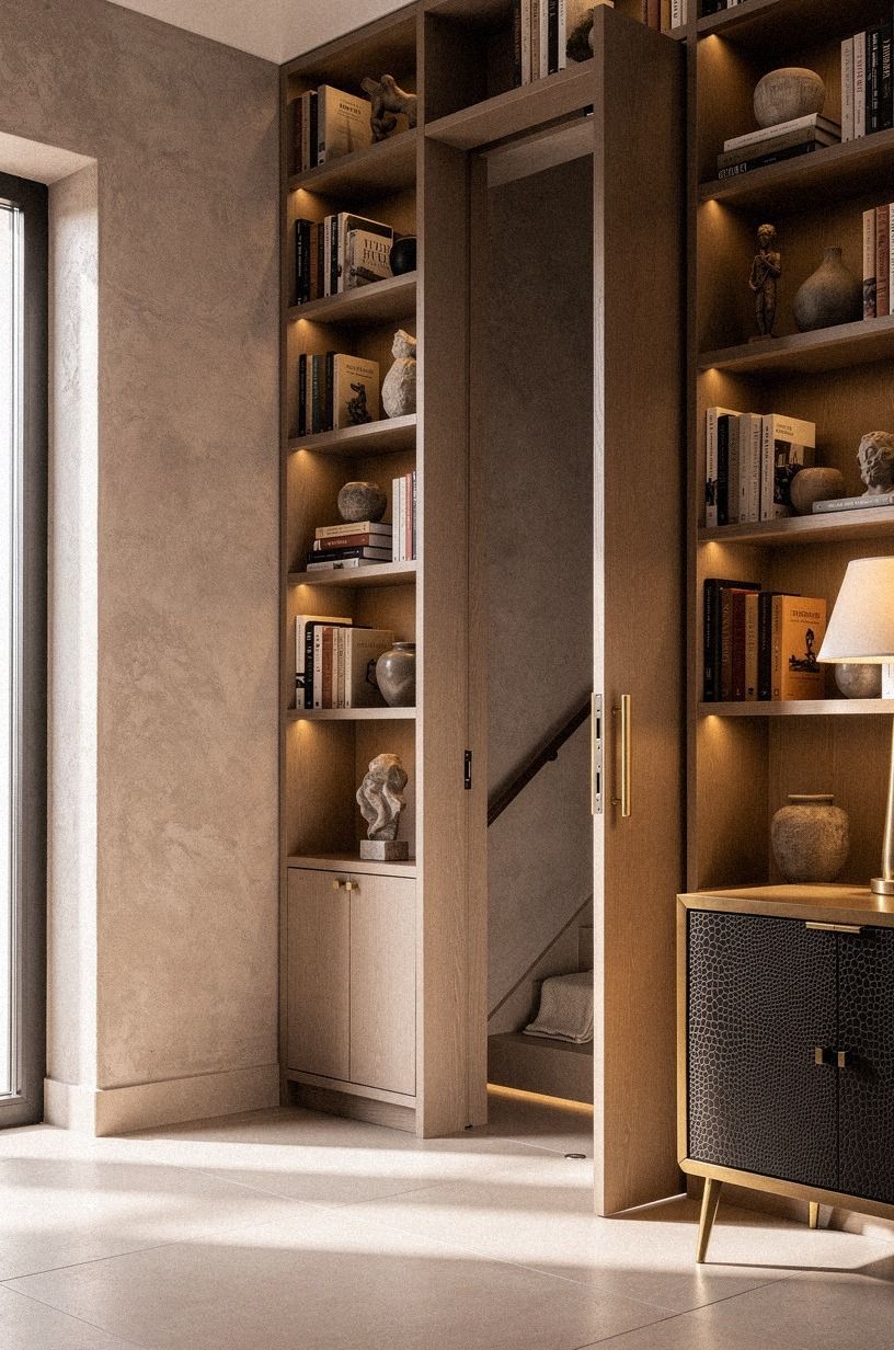 Wrap the entrance in built-in bookcases (The Library Mask)