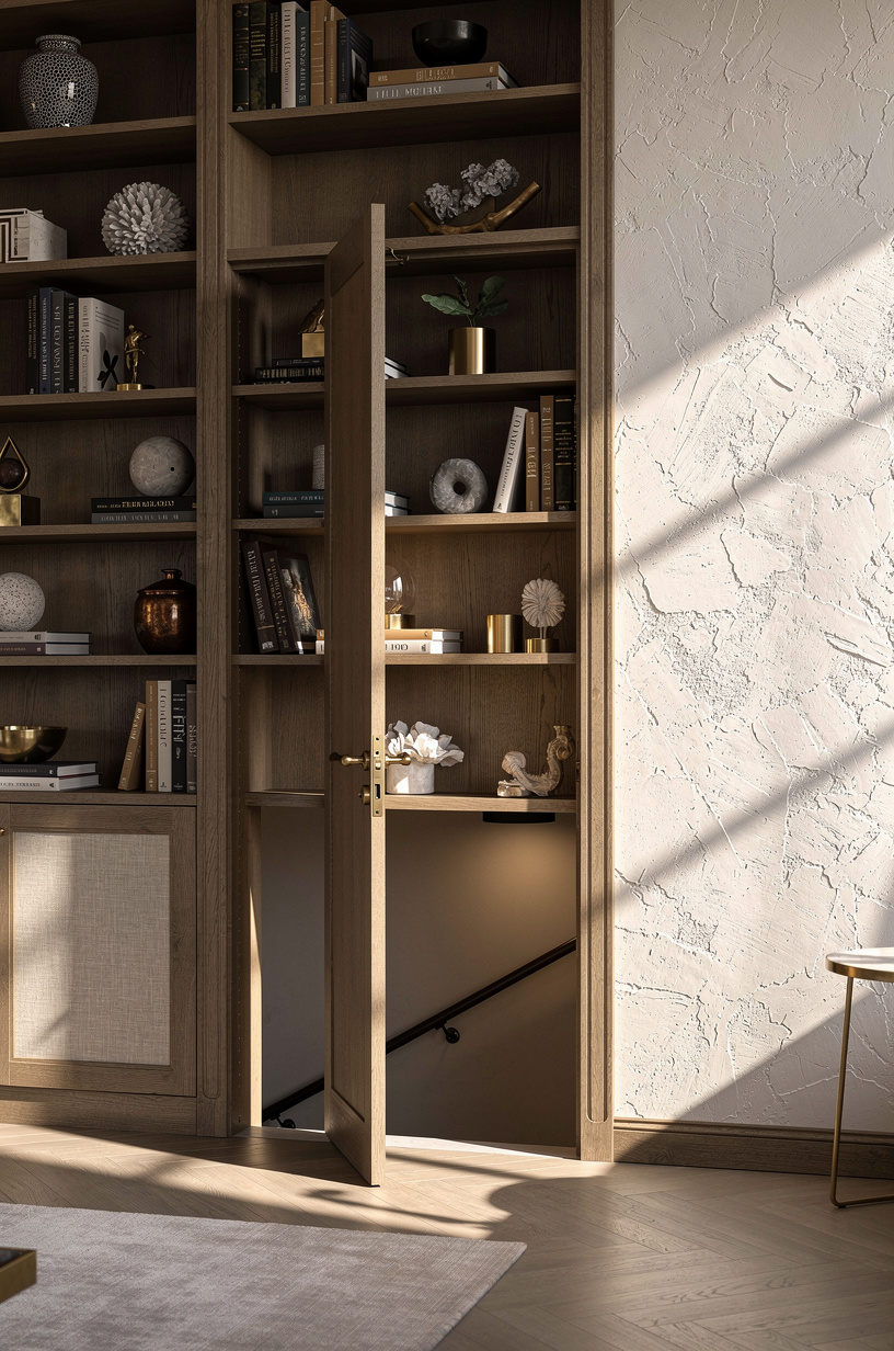 Wrap the entrance in built-in bookcases