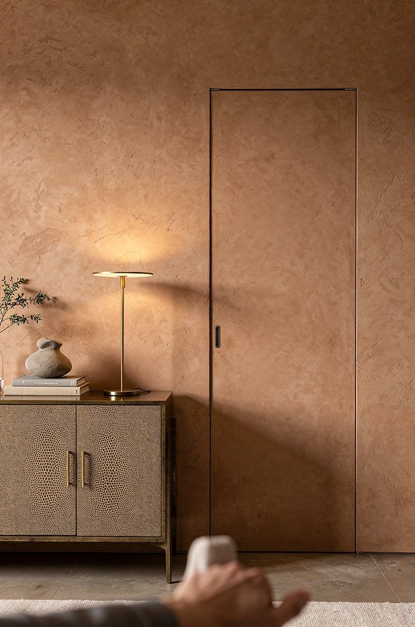 Paint the door flush with wall paneling