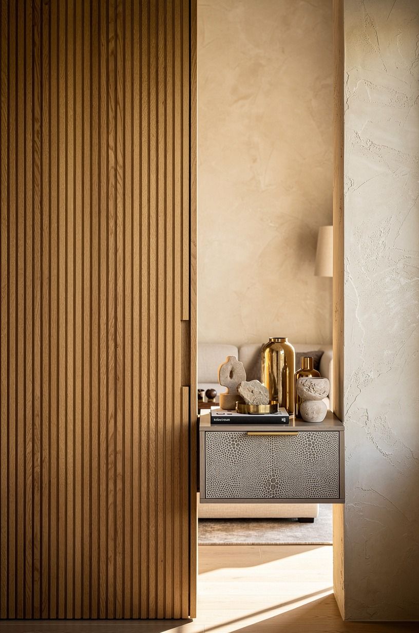 Hide the swing door inside vertical slats