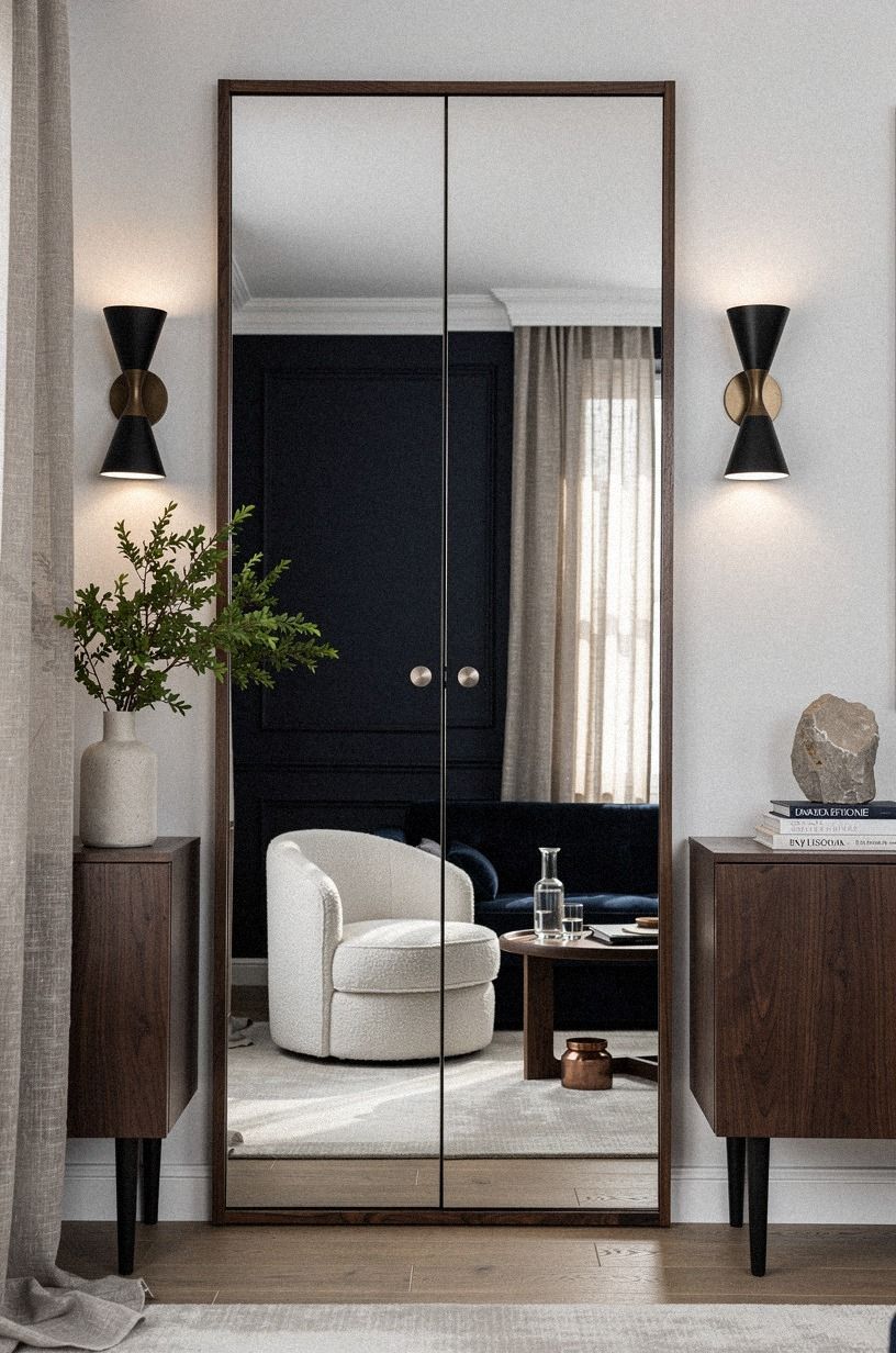 Hang sconces directly on the mirror frame