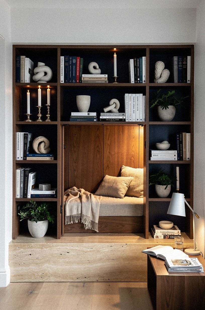 I built shelves for books and candles