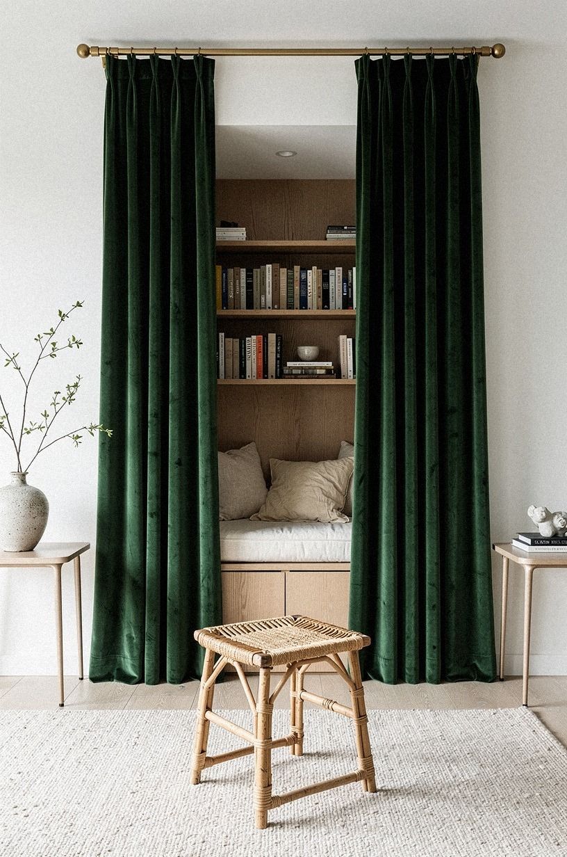 Hang velvet drapes over the passage