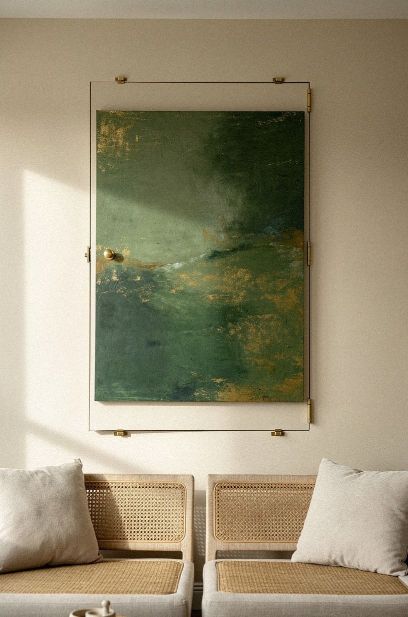 Mount oversized art on hidden hinges