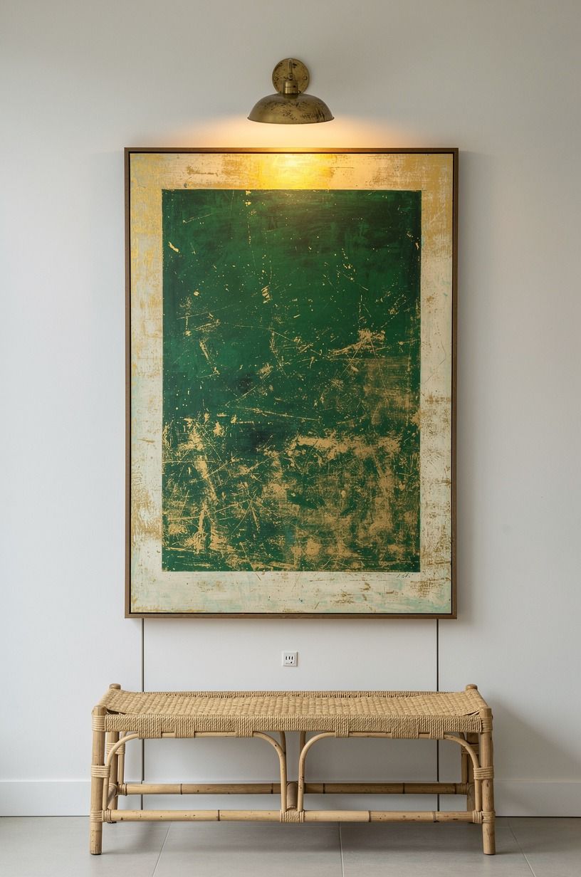 Cover the access door with oversized framed art