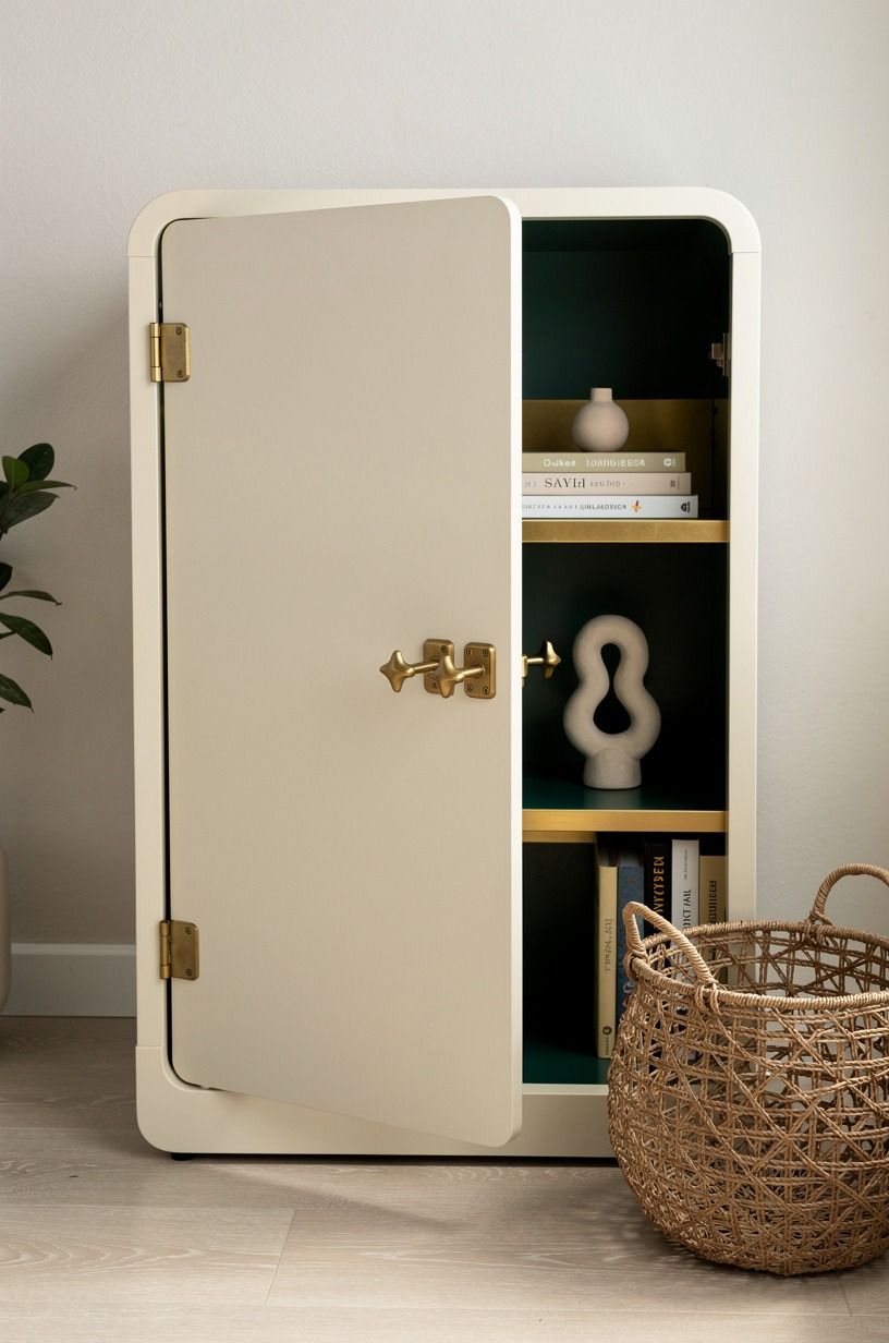 Add push latches behind the bookcase