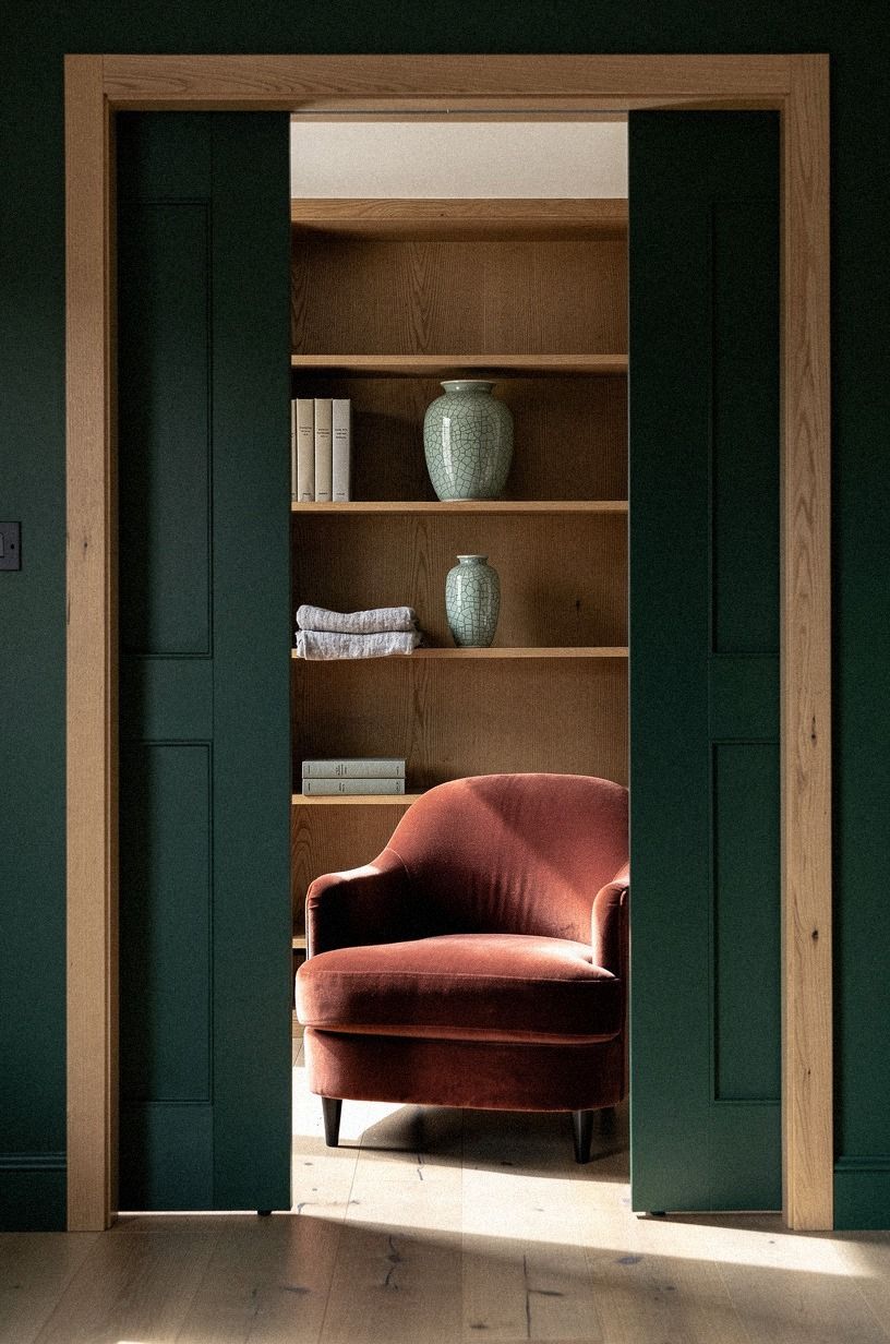 Conceal storage behind a paneled mirror