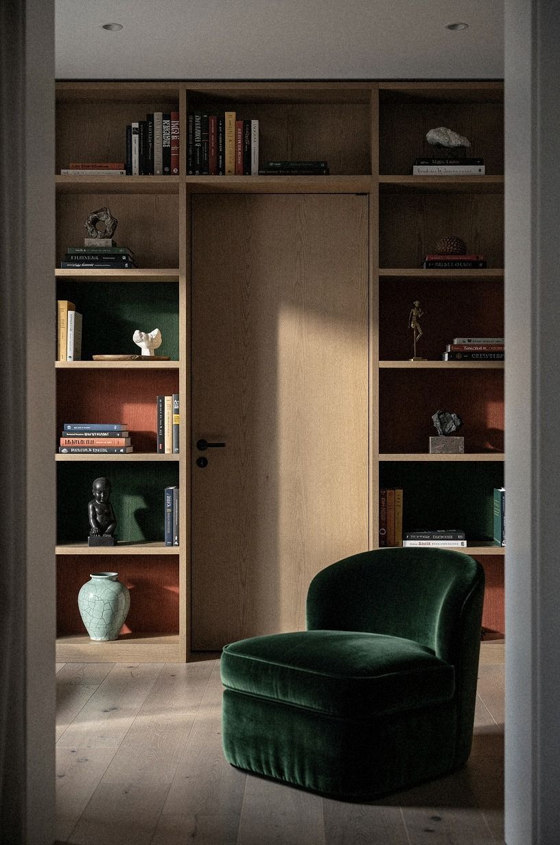 Blend the door into a bookcase wall