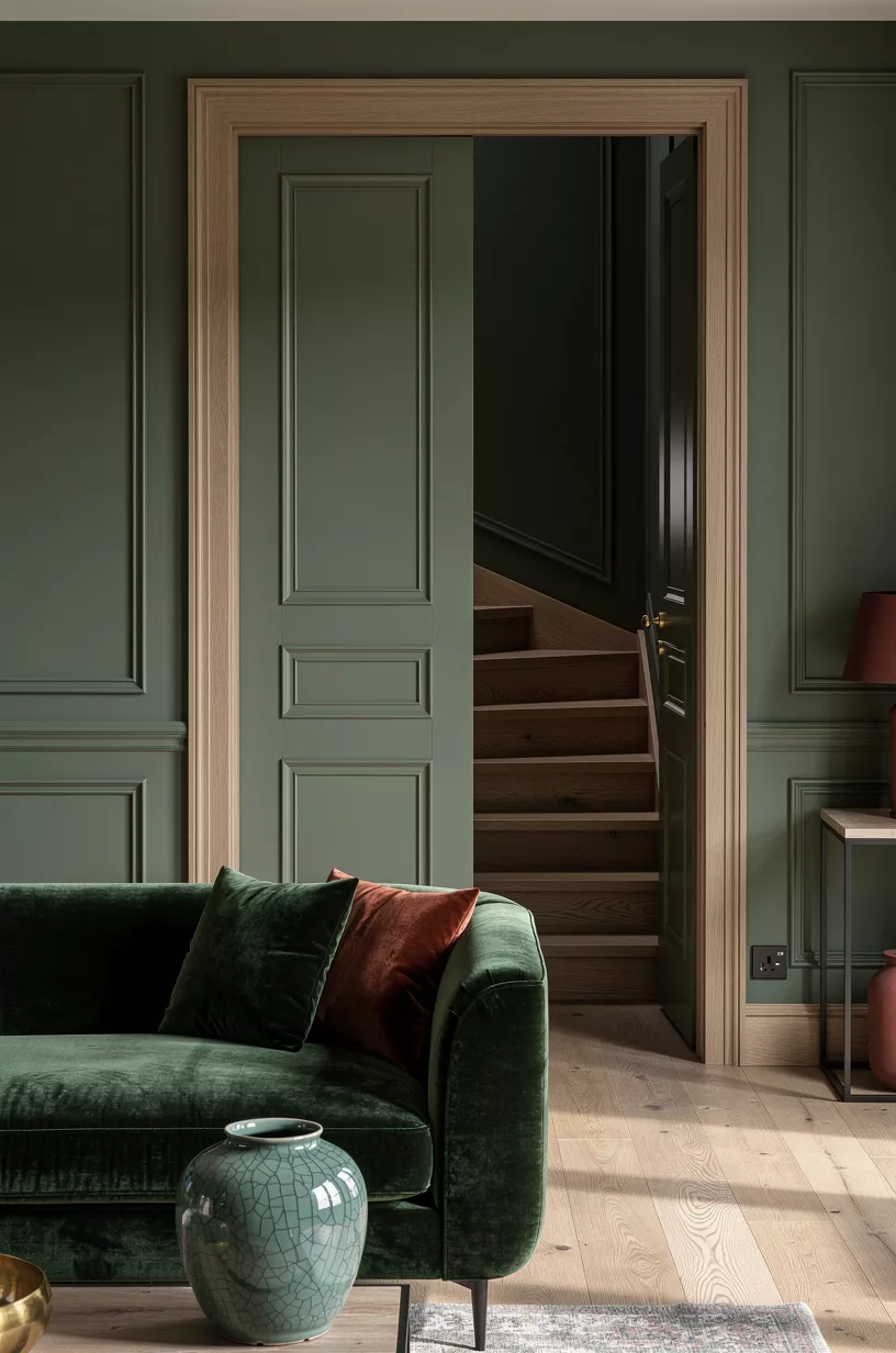 Wainscoting around the hidden stair opening