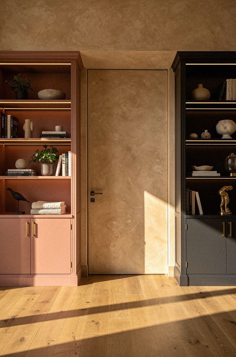 Frame the reveal with built-in bookcases
