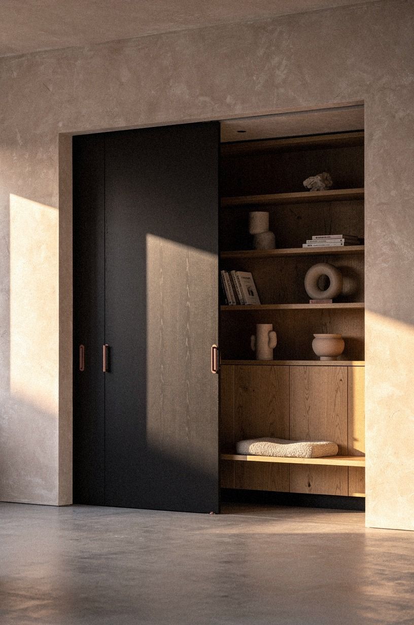 Set a pivot door flush with built-ins