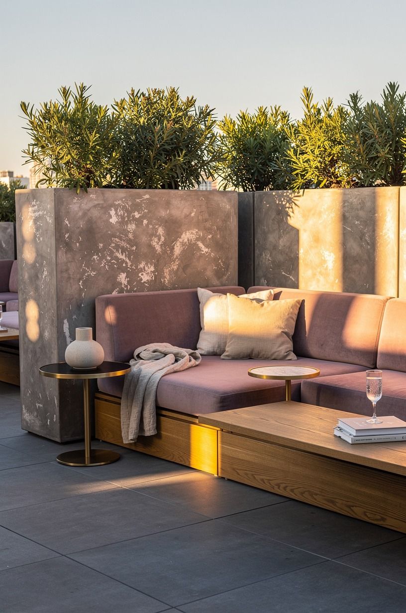 Install planters as soft privacy walls