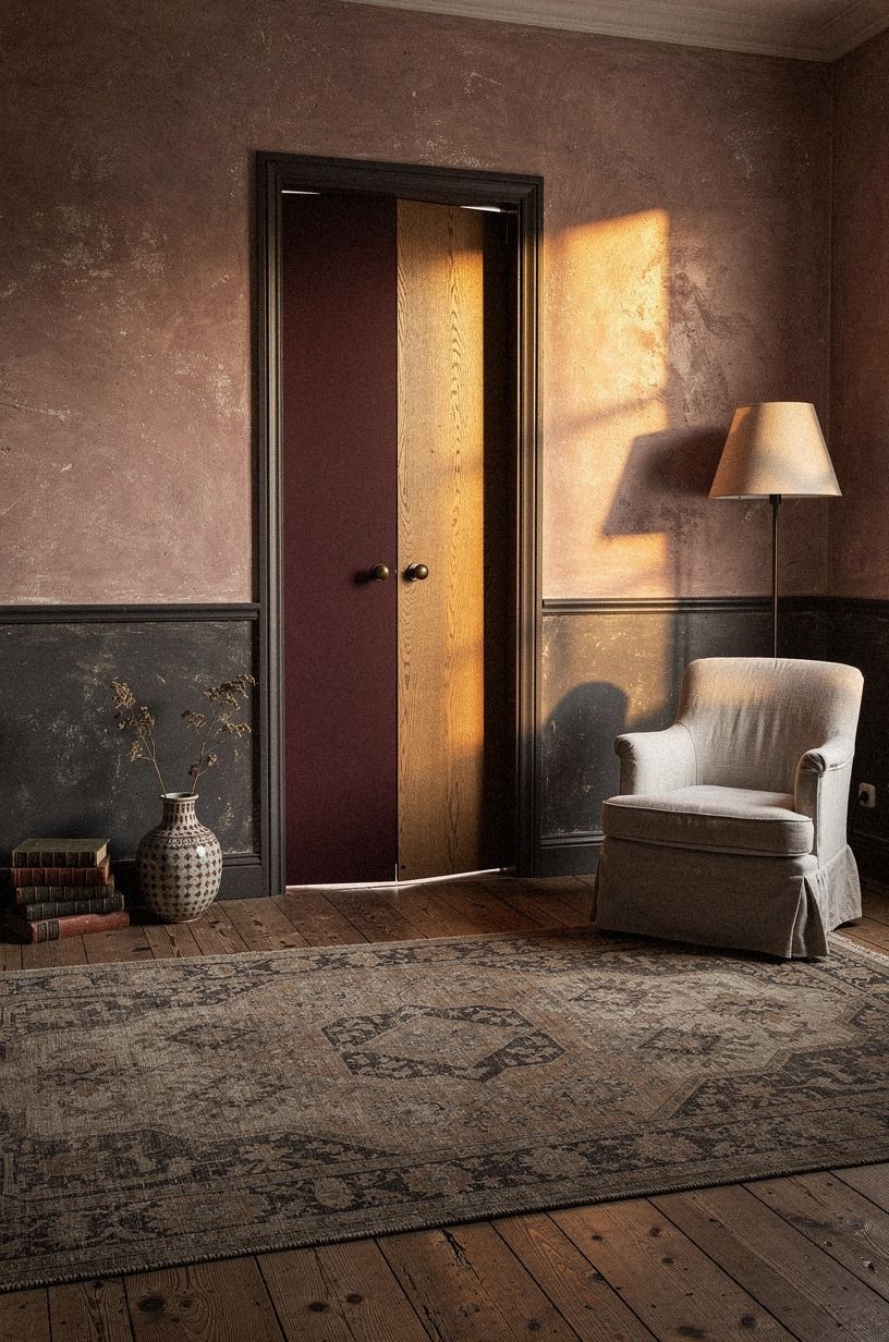 Paint the reveal in aged burgundy lacquer