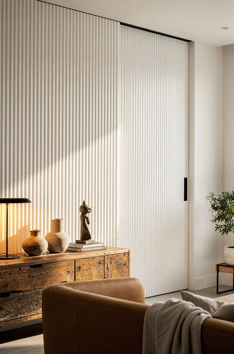 Match fluted cladding across the doorway