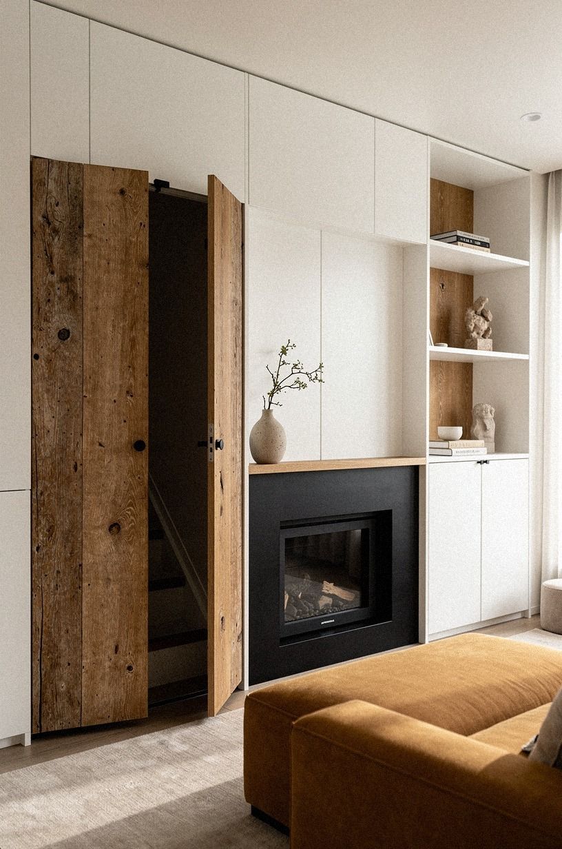 Build a seamless fireplace-side storage wall (The One-Wall Strategy)