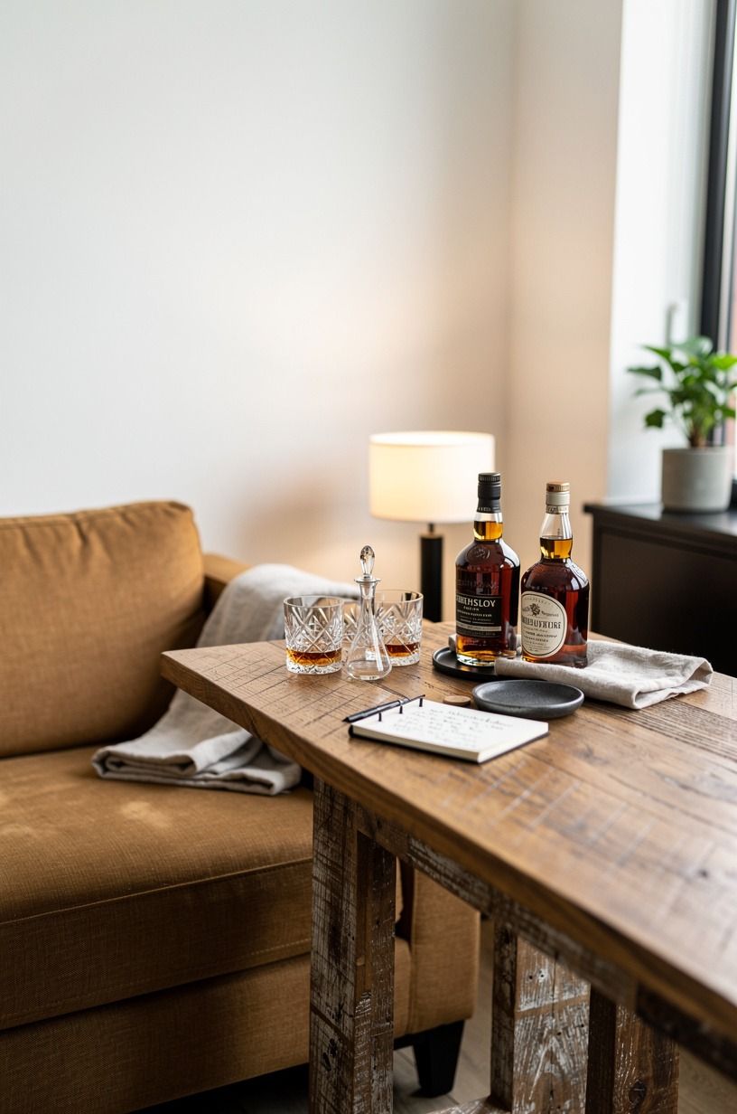 Set a tasting table beside the sofa
