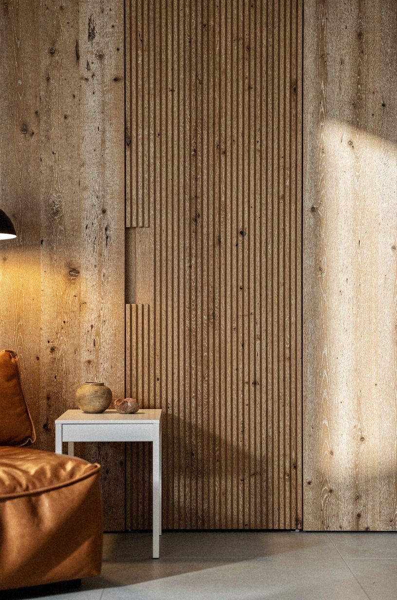 Conceal hinges inside routed fluted grooves