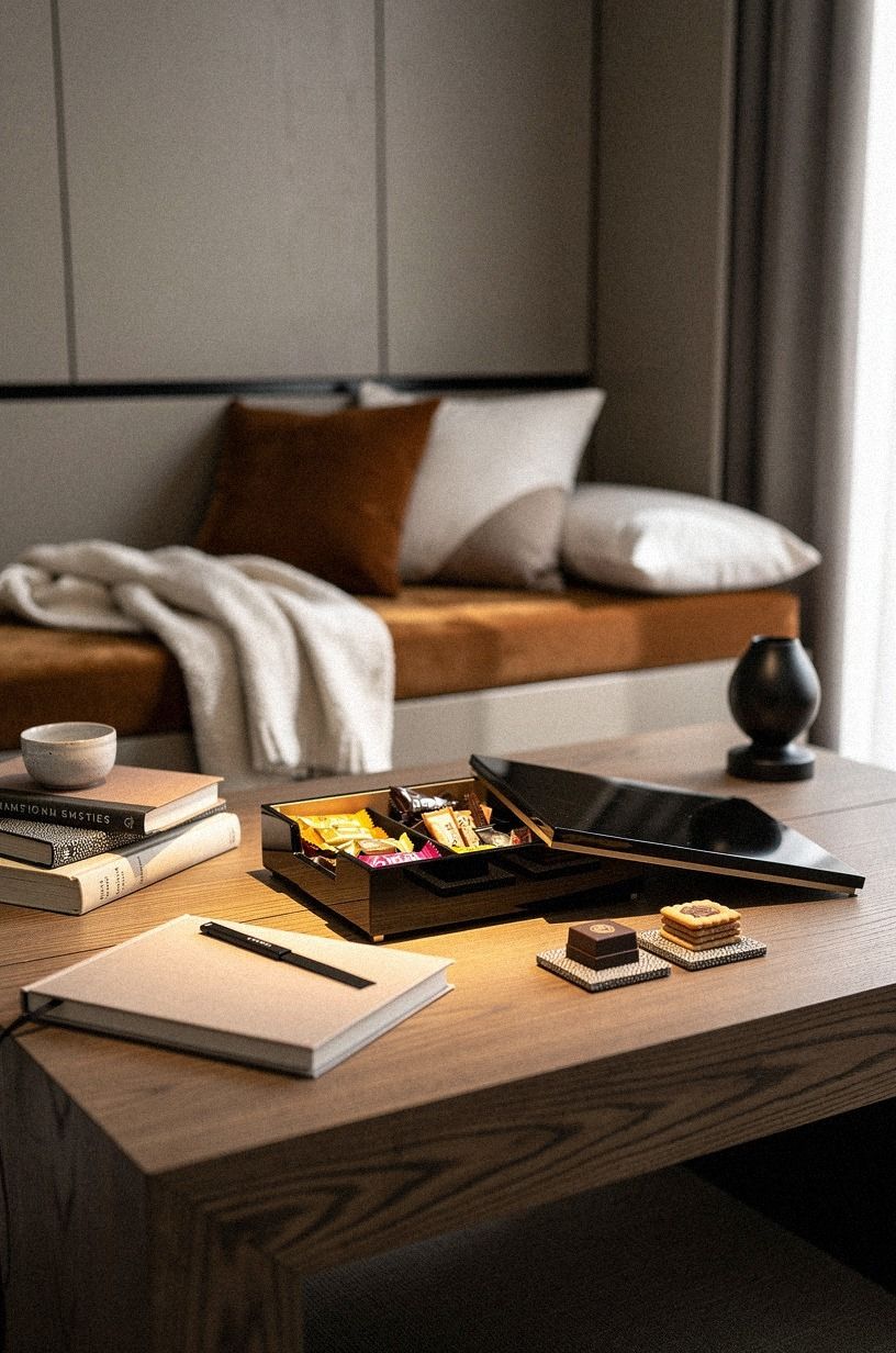 I hid snacks in a lacquered tray