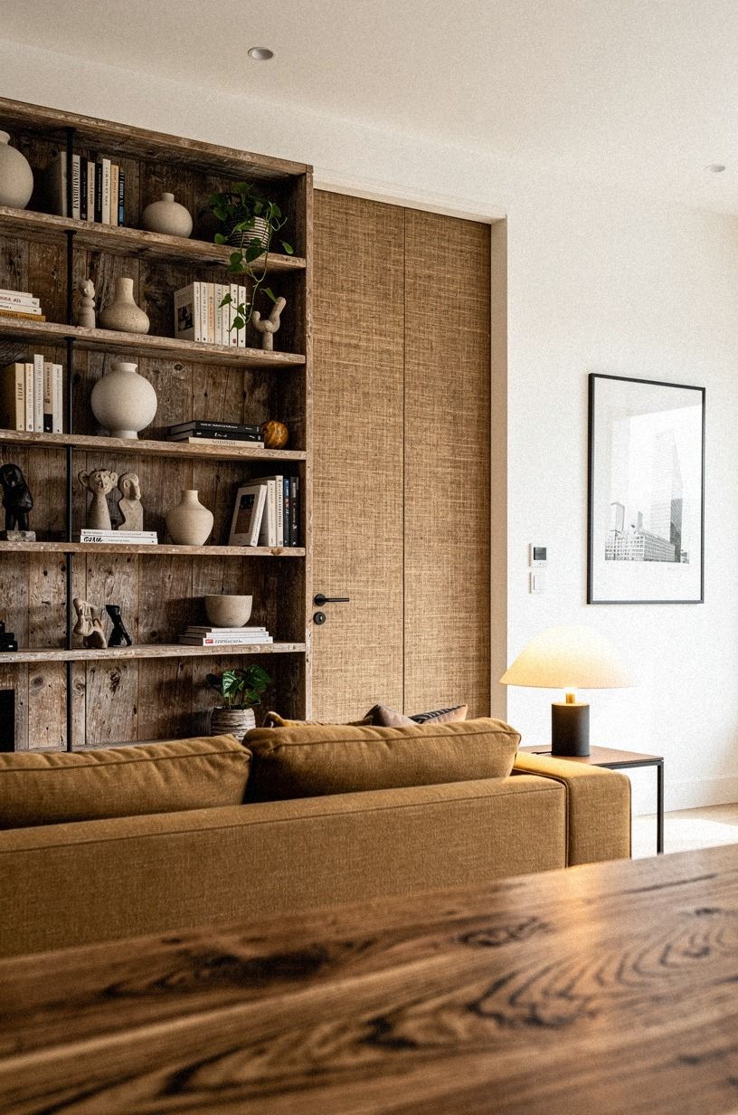 Wrap the doorway in textured grasscloth