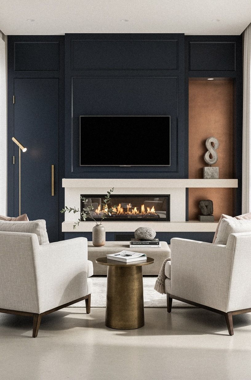 Build a fireplace wall with detail access