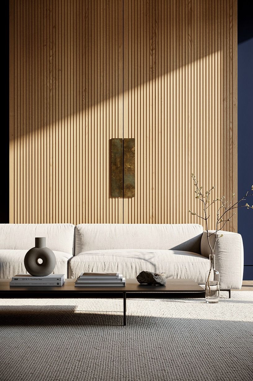 Use fluted wood to blur the edges