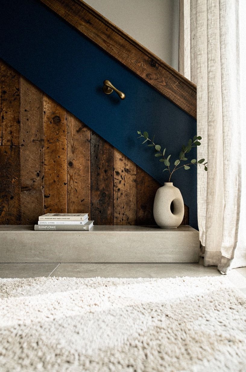 match the panel to the stair tread in reclaimed wood