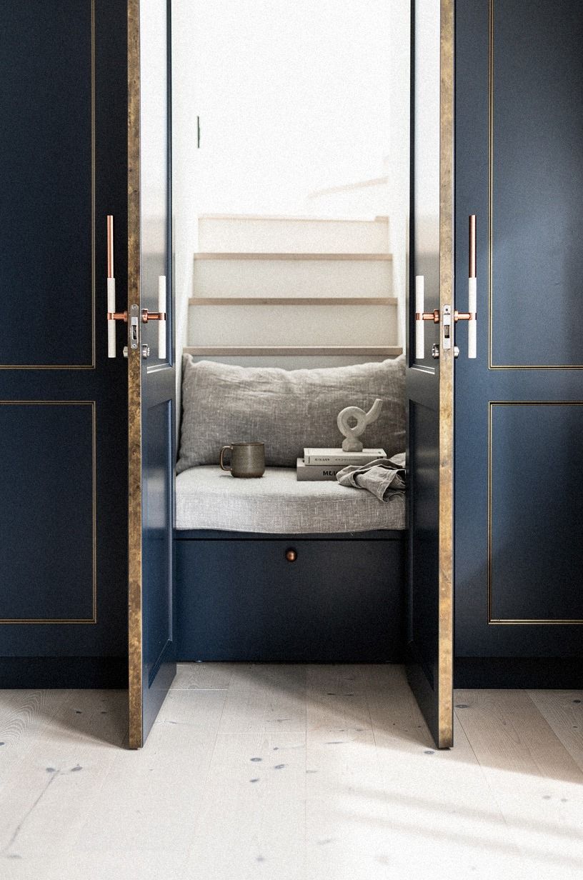 Tuck a reading passage behind built-in cabinets