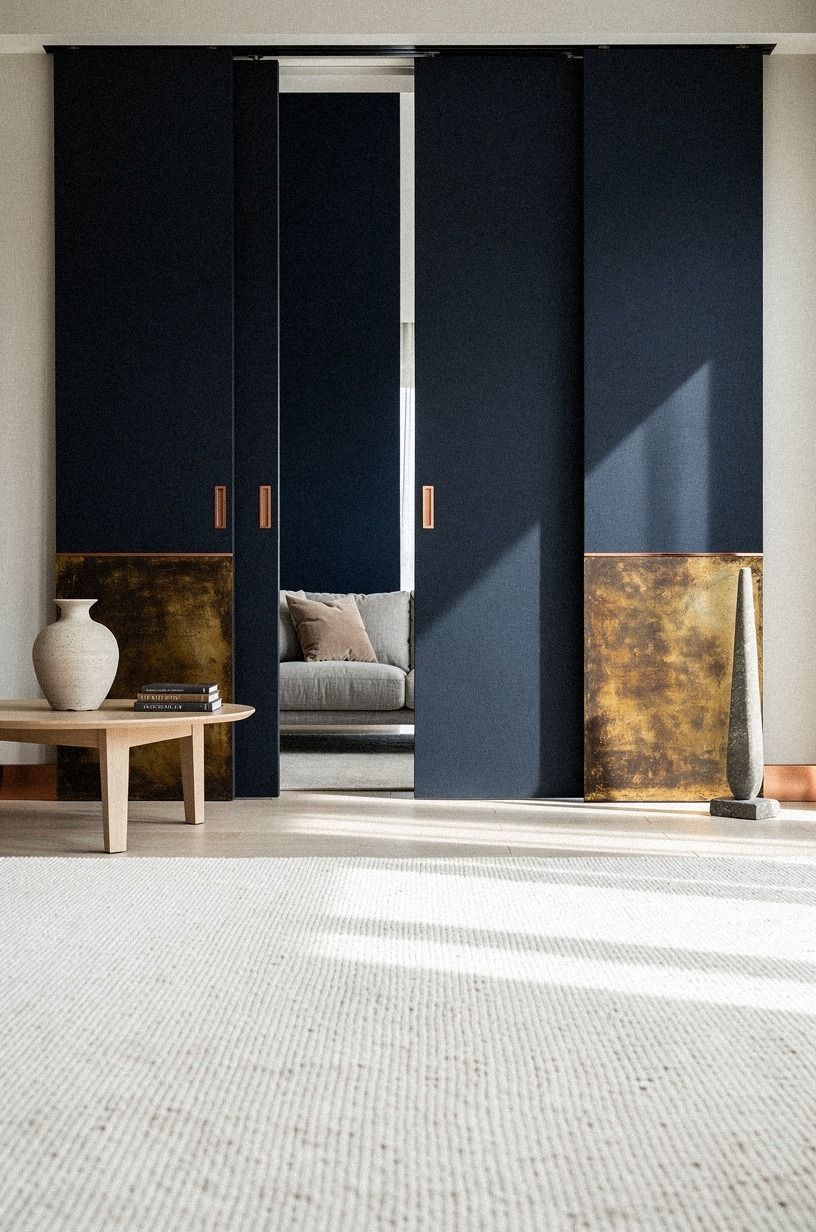 Slide oversized Benjamin Moore toned art panels across a hidden opening