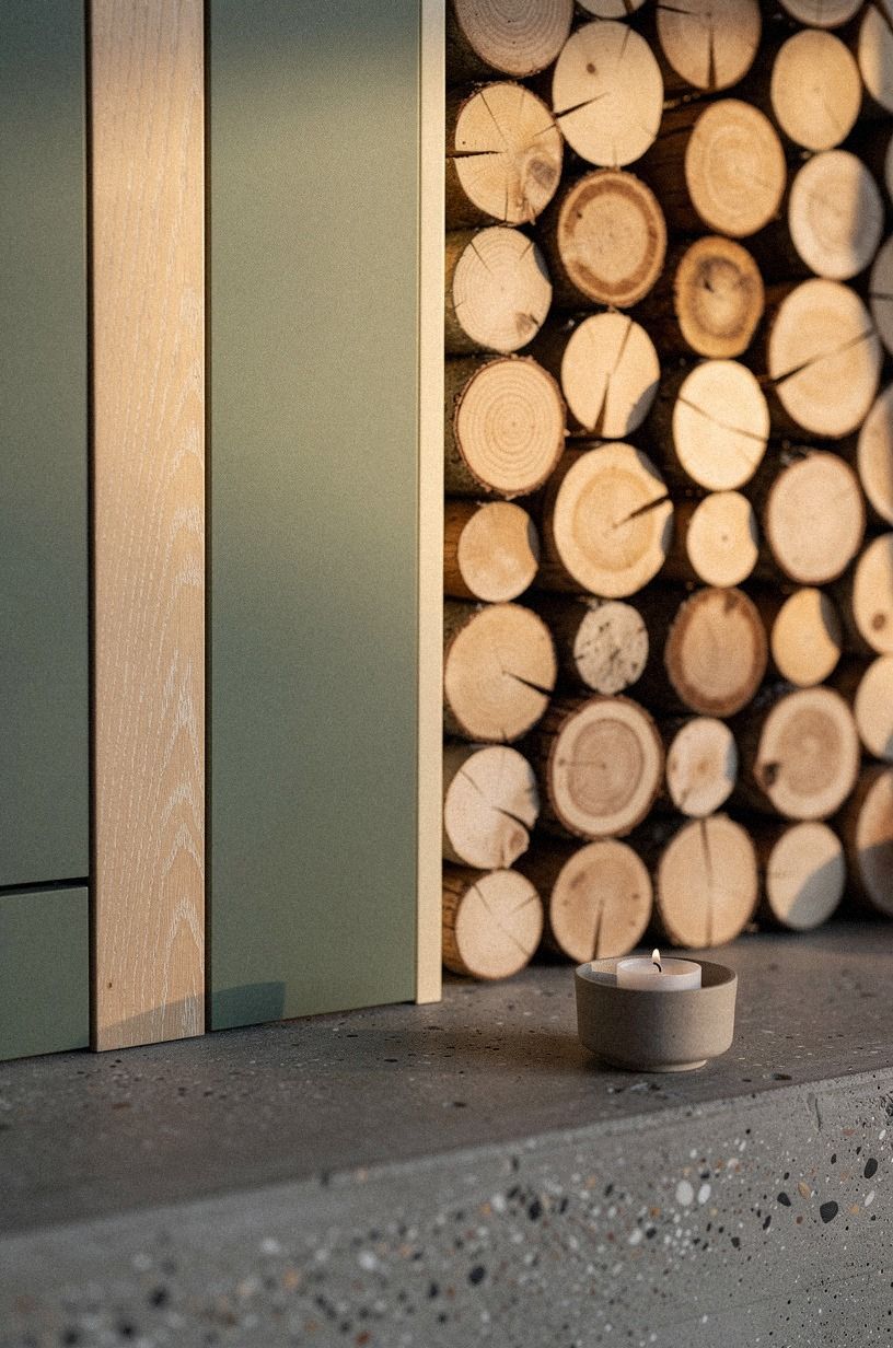 Build a shallow door behind stacked logs